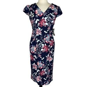 A). New York & Company V-neckline Short Sleeve MIDI Long Dresses size Small
